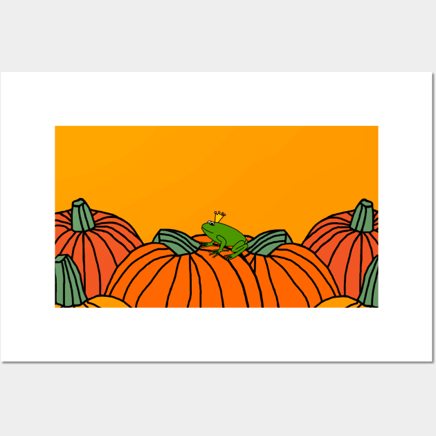 Frog Prince with Pumpkins Wall Art by ellenhenryart